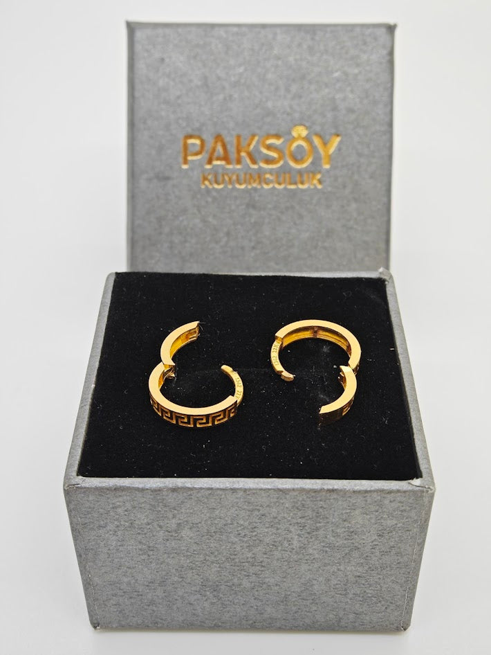 İşlemeli Halka Küpe 22 Ayar Altın Küpe K000522