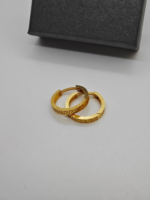 Grek Desenli 22 Ayar Altın Küpe K000483