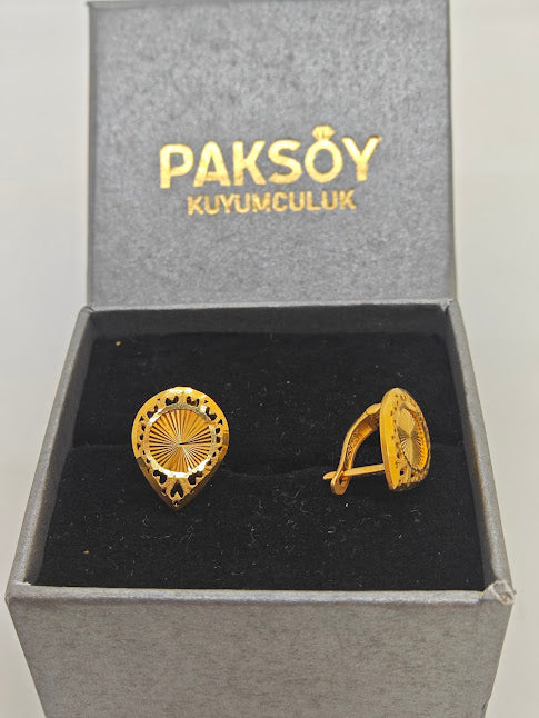 Damla Desenli 22 Ayar Altın Küpe K000291