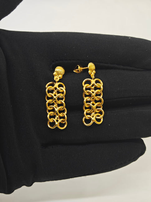 7 Sıralı Prenses 22 Ayar Altın Küpe K000456