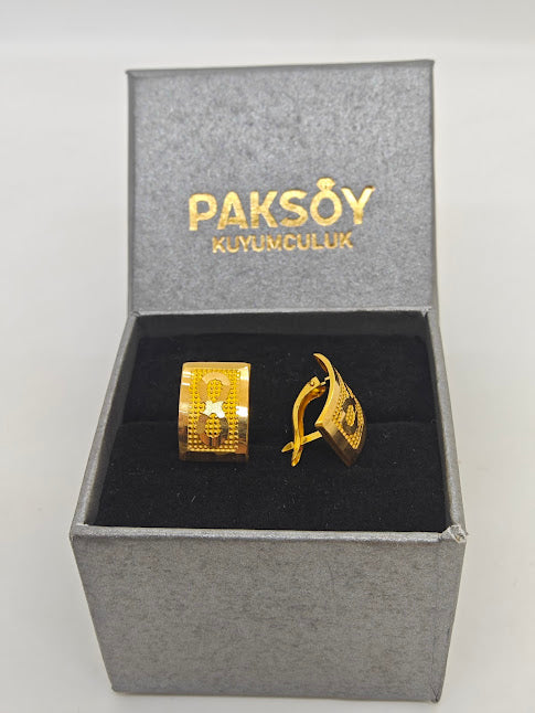 Sonsuzluk Desenli 22 Ayar Altın Küpe K000316