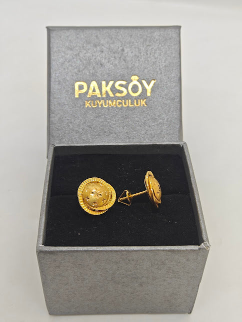 Lazer İşlemeli 22 Ayar Altın Küpe K000314