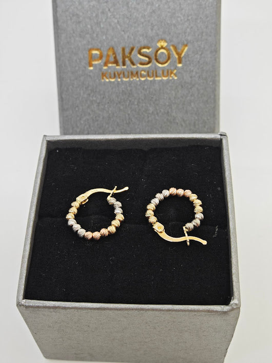 Dorikalı Yaldızlı Zarif Ve Şık Küpe 14 Ayar Altın Küpe K000511