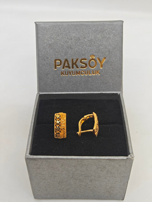 Yıldız Desenli 22 Ayar Altın Küpe K000321