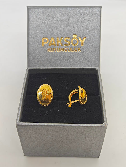 Osmanlı Tuğralı 22 Ayar Altın Küpe K000312