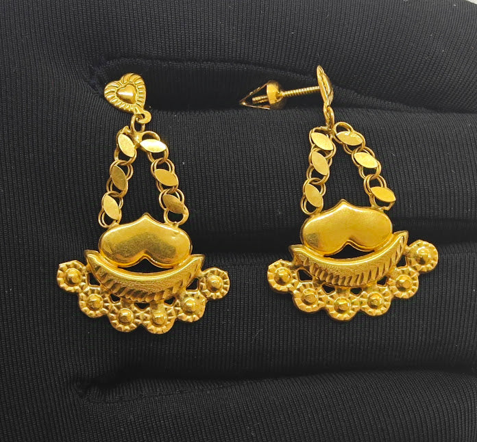 3 Pullu Zincirli 22 Ayar Altın Küpe K000409