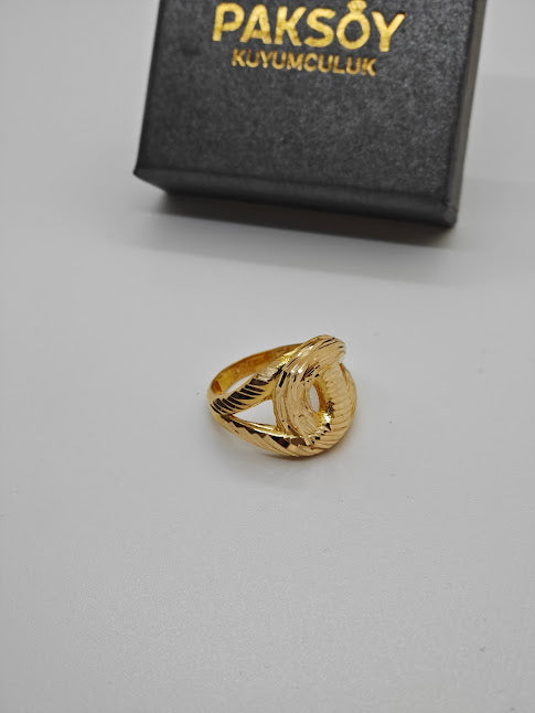 Lazer İşlemeli 22 Ayar Altın Yüzük Y000542