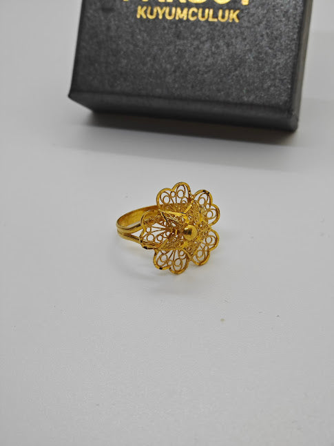 Çiçek Desenli 22 Ayar Altın Yüzük Y000414
