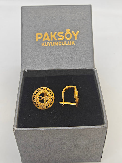 Sonsuzluk Desenli 22 Ayar Altın Küpe K000326