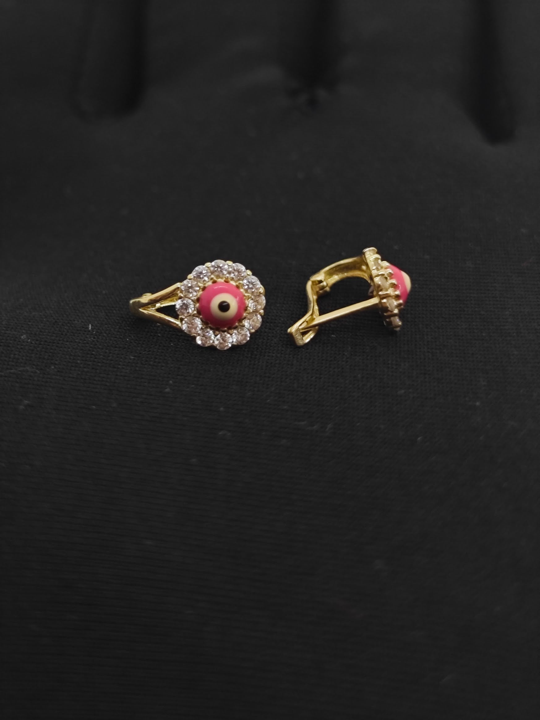 Pembe Boncuklu Çocuk Küpesi 14 Ayar