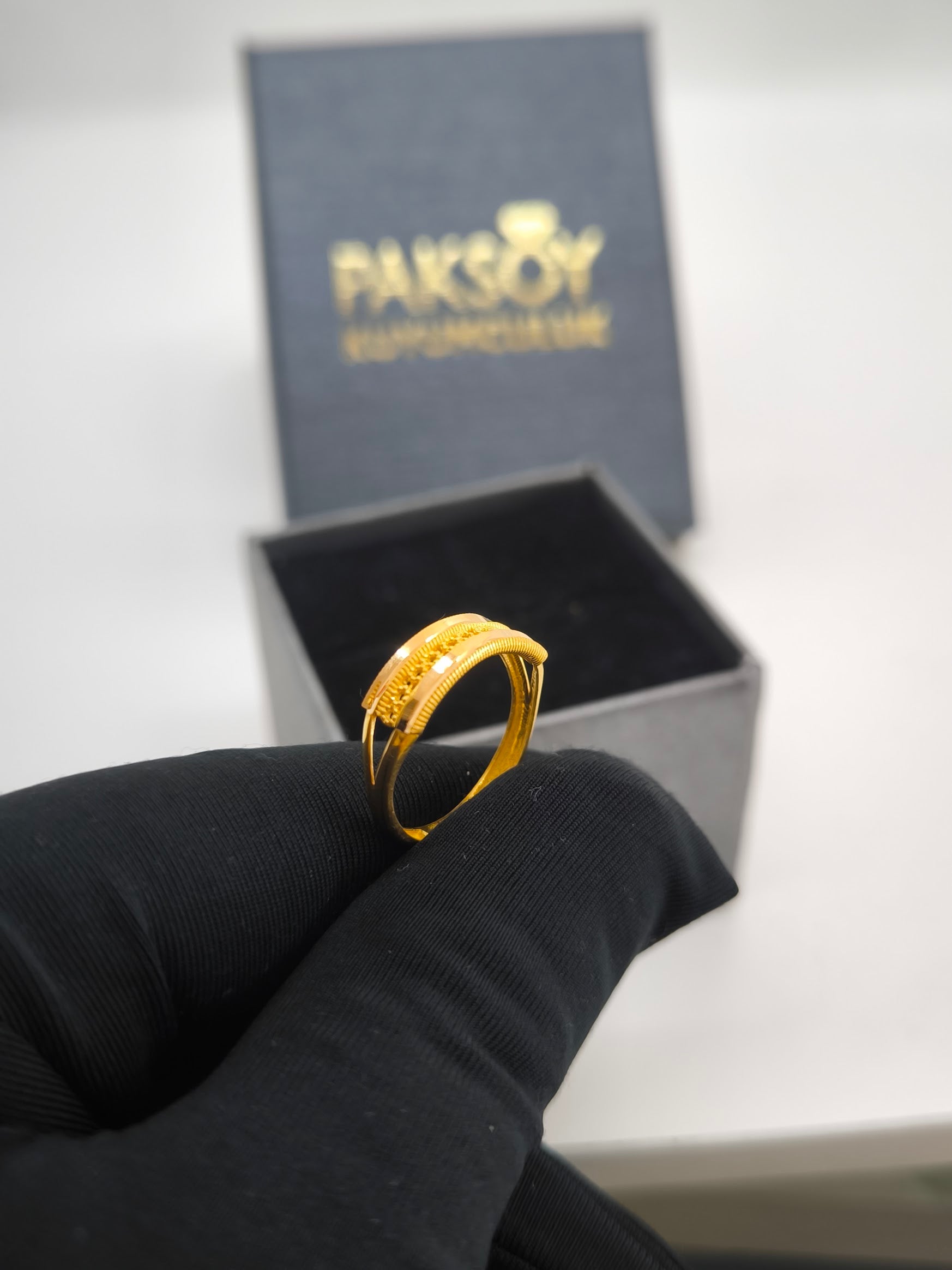 Ajda Desenli Kaburga Görünümlü Yüzük 22 Ayar Altın Yüzük Y000625