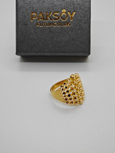 6 Sıralı Lazer İşlemeli 22 Ayar Altın Yüzük Y000545