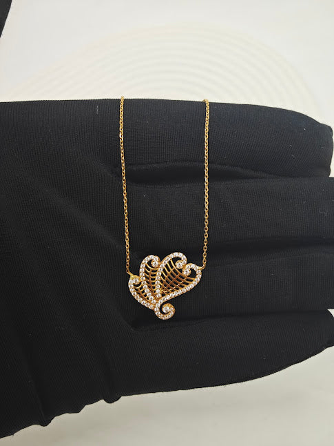 Desenli Taşlı Kolye 22 Ayar Altın ZINCIR Z000012