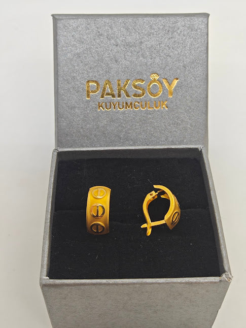 3 Lü Halka Desenli 22 Ayar Altın Küpe K000317