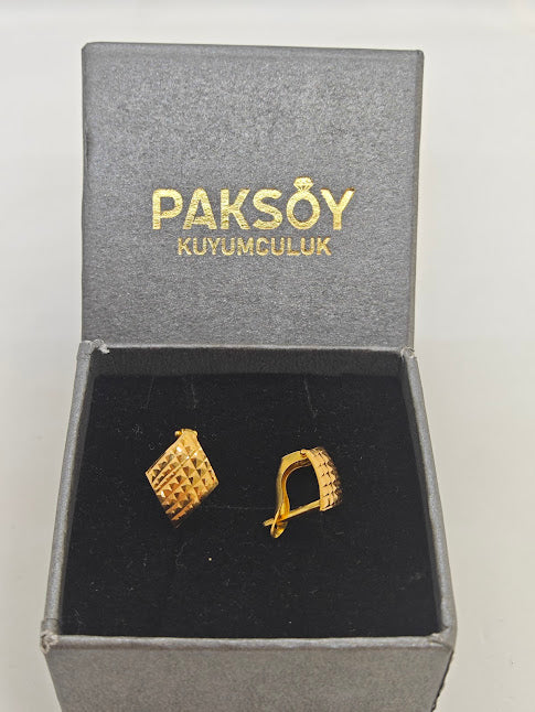 Baklava Desenli 22 Ayar Altın Küpe K000329