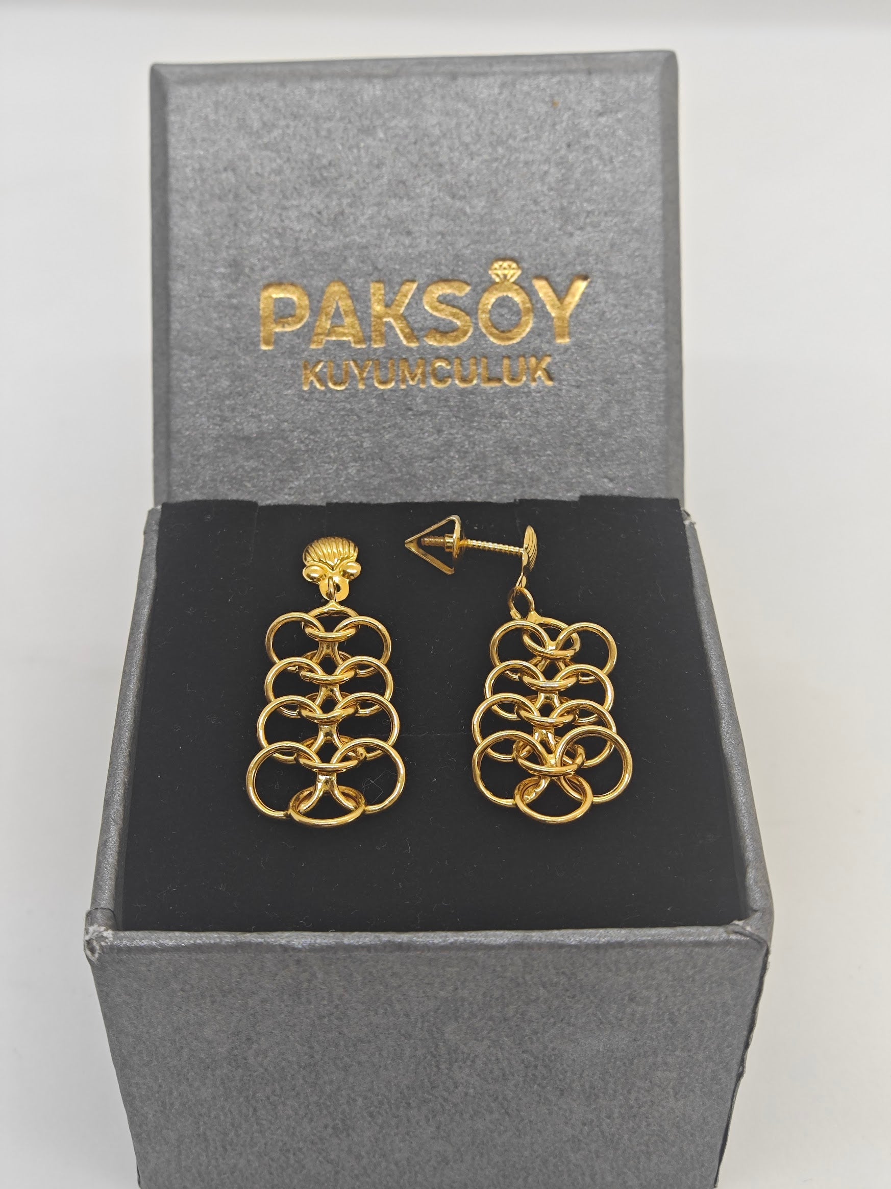 Sonsuzluk Desenli Salantılı 22 Ayar Altın Küpe