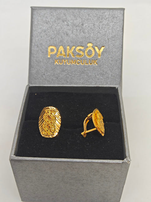 Sonsuzluk Desenli 22 Ayar Altın Küpe K000293