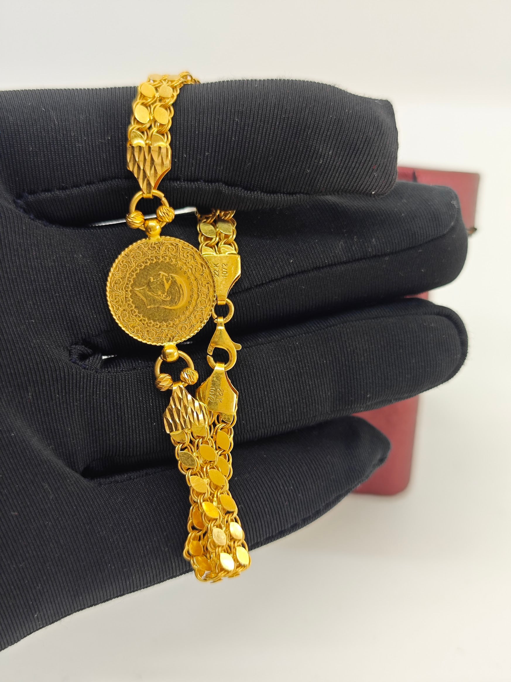 Pulu Zinçirli Çeyrek Altınlı 22 Ayar Bileklik