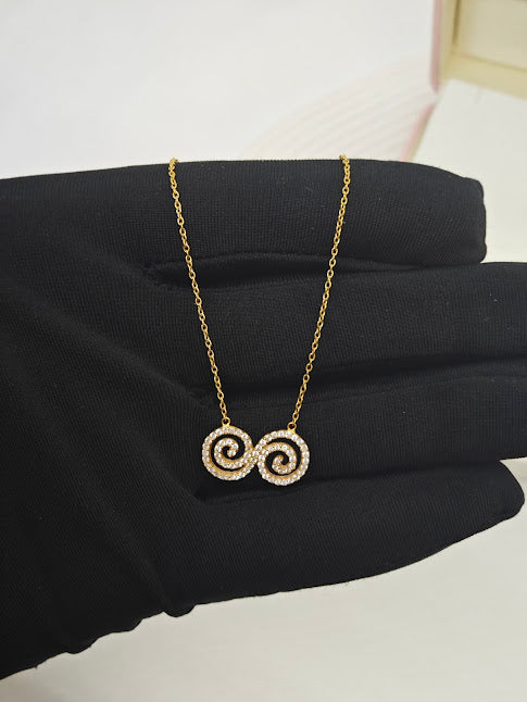 Sonsuzluk Desenli Taşlı Kolye 22 Ayar Altın ZINCIR Z000013