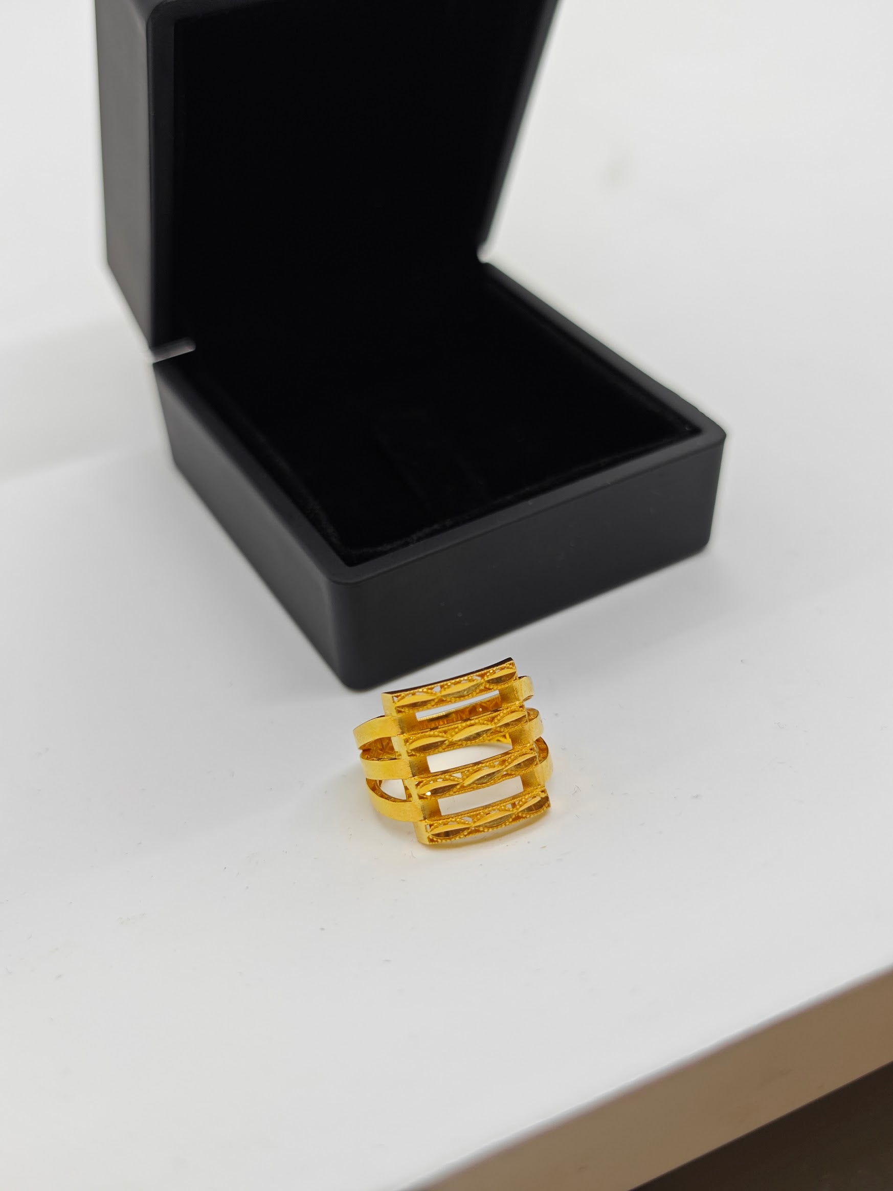 Buğday Desenli Kaburga Şeklinde 22 Ayar Altın Yüzük