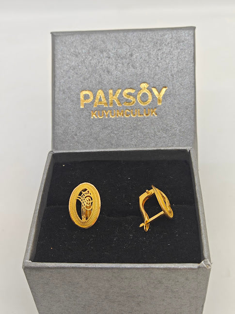 Osmanlı Tuğra Desenli 22 Ayar Altın Küpe K000286