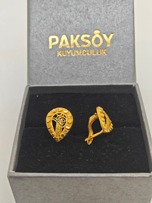 Osmanlı Tuğra Desenli 22 Ayar Altın Küpe K000298