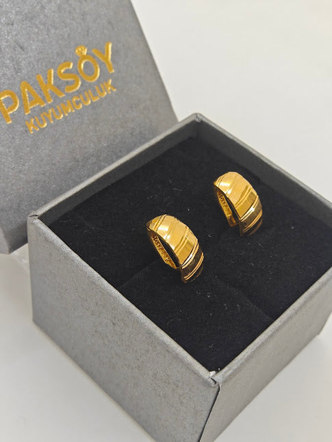 Lazer İşlemeli 22 Ayar Altın Küpe K000319