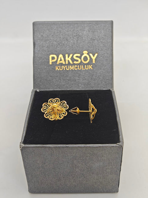 Çiçek Desenli 22 Ayar Altın Küpe K000338