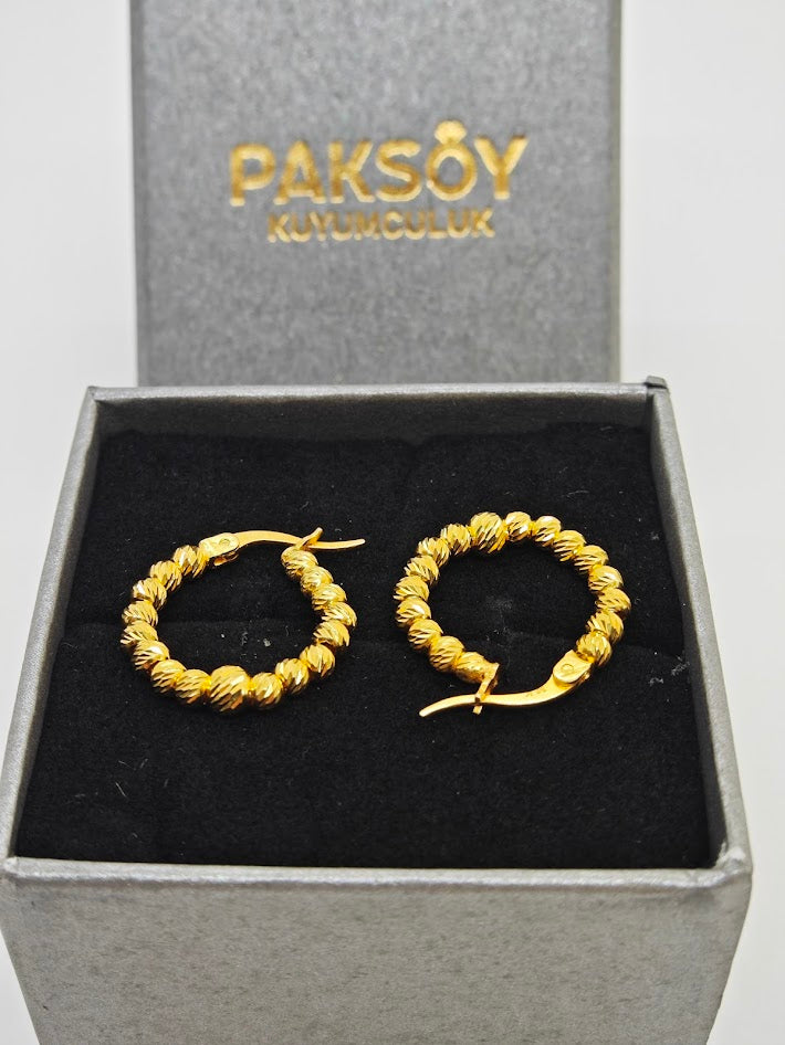 Dorika Toplu Halka 14 Ayar Altın Küpe K000509