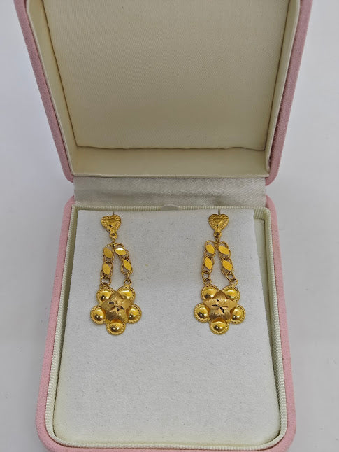 Lazer İşlemeli 22 Ayar Altın Küpe K000407