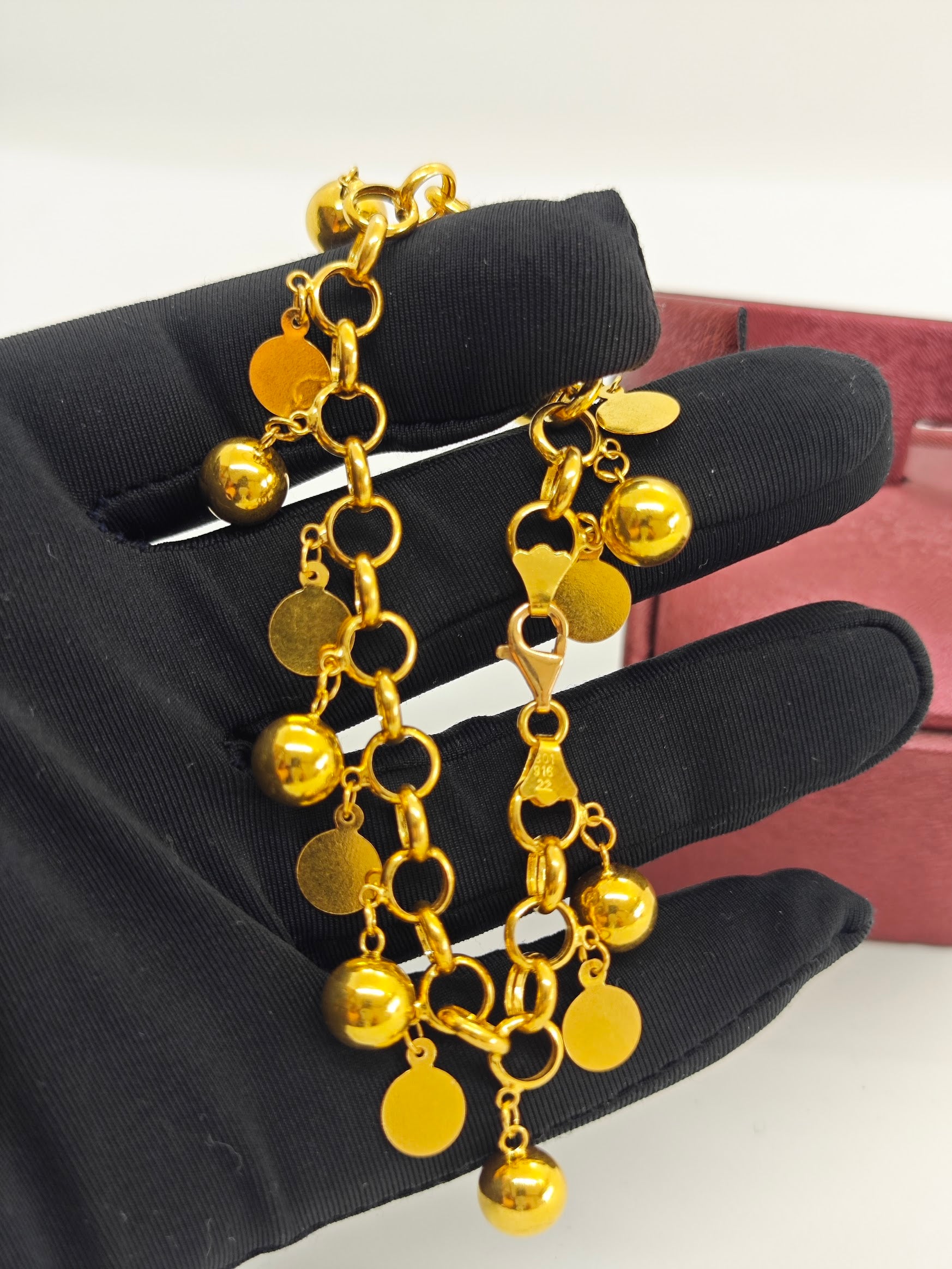 Halkalı Salantılı 22 Ayar Altın Bİleklik