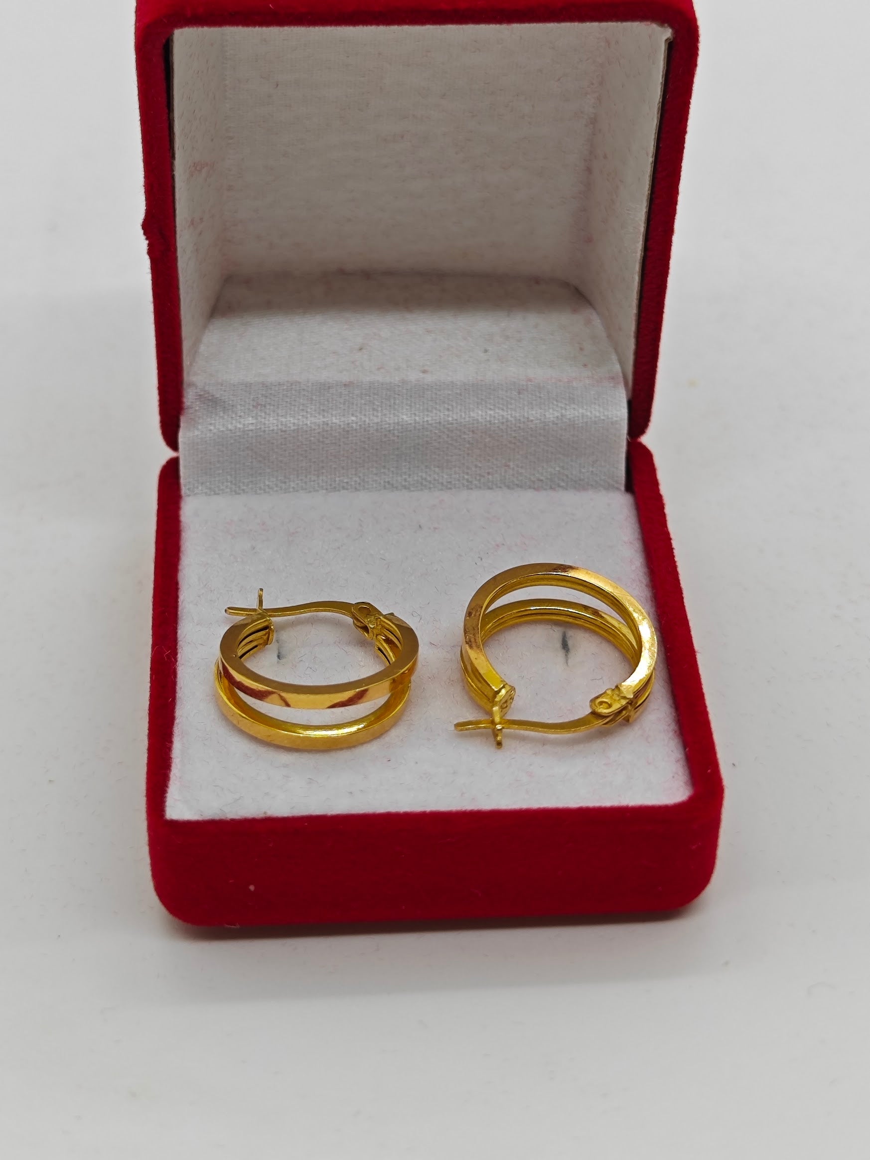 Çift Halkalı 22 Ayar Altın Küpe