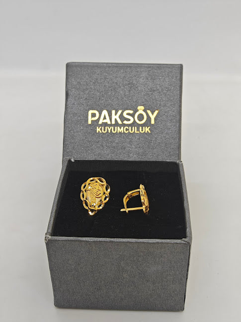 Osmanlı Tuğralı 22 Ayar Altın Küpe K000331