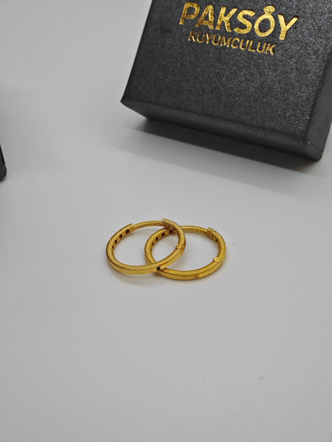 Ajda Desenli Halka 22 Ayar Altın Küpe K000482