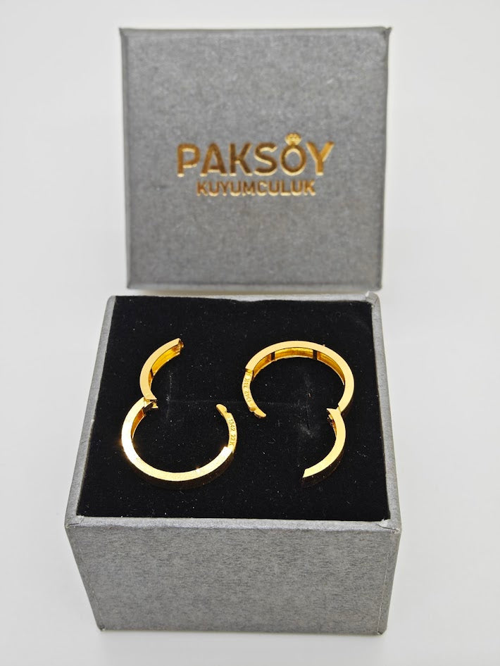 Düz Sade Halka Küpe 22 Ayar Altın Küpe K000531