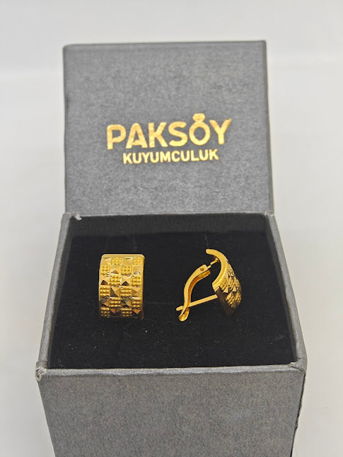 Baklava Desenli 22 Ayar Altın Küpe K000327