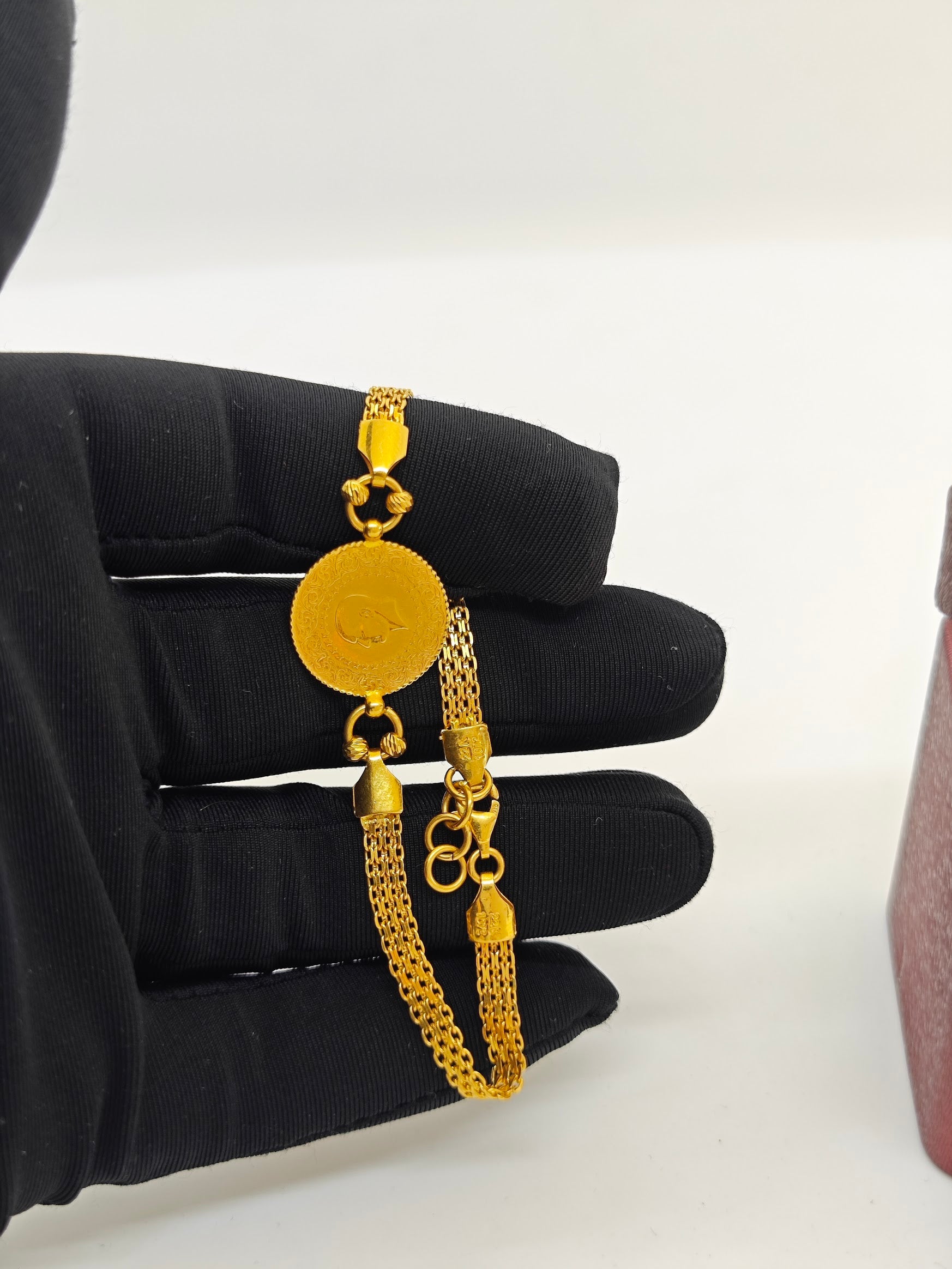 2 Top Dorikalı Zarif Ve Şık 22 Ayar Altın Bileklik