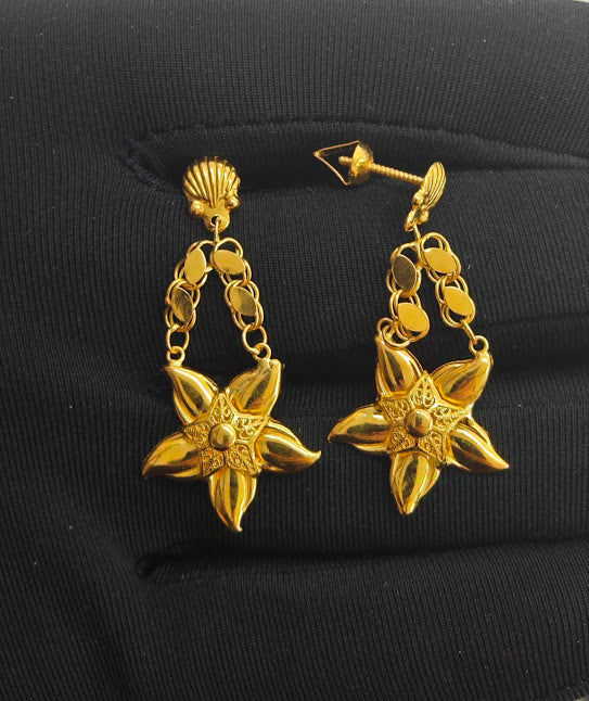 Yıldız Desenli 22 Ayar Altın Küpe K000401