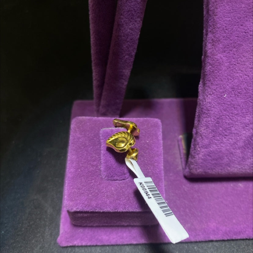 22 Ayar Altın Küpe Yapraklı Özel Tasarım 0.98gr Kadın - K00944