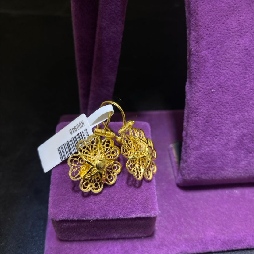 22 Ayar Altın Küpe Gül Özel Tasarım 4.09gr Kadın - K00948