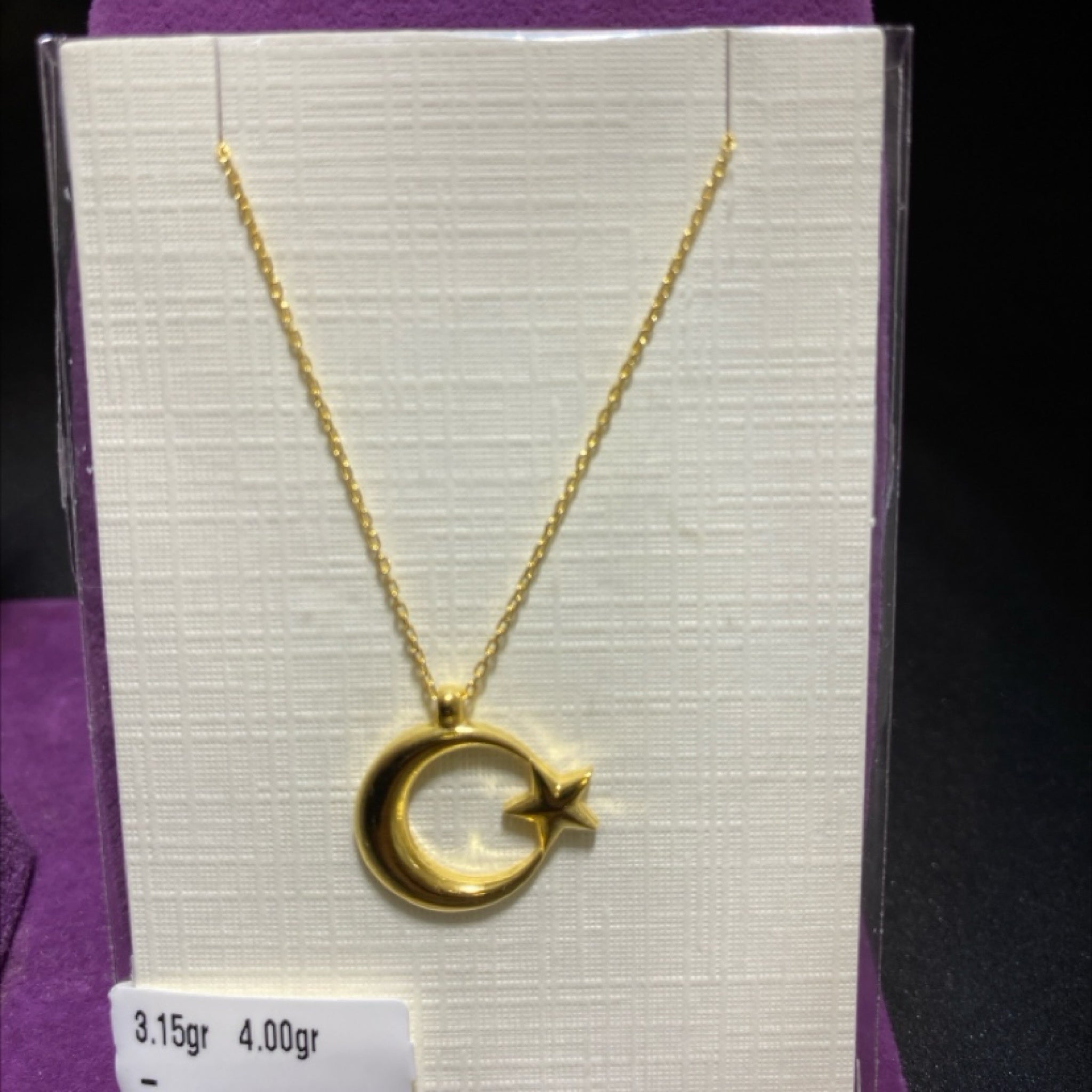 22 Ayar Altın Kolye Ayyıldız Modern Tasarım 3.15gr Hediye - KL00045