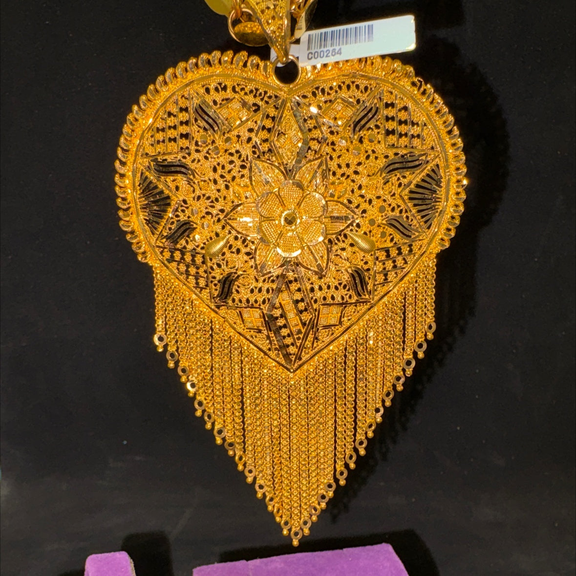22 Ayar Altın Kolye Ucu Hint İşi Kalp 46.11gr Hediye - C00264