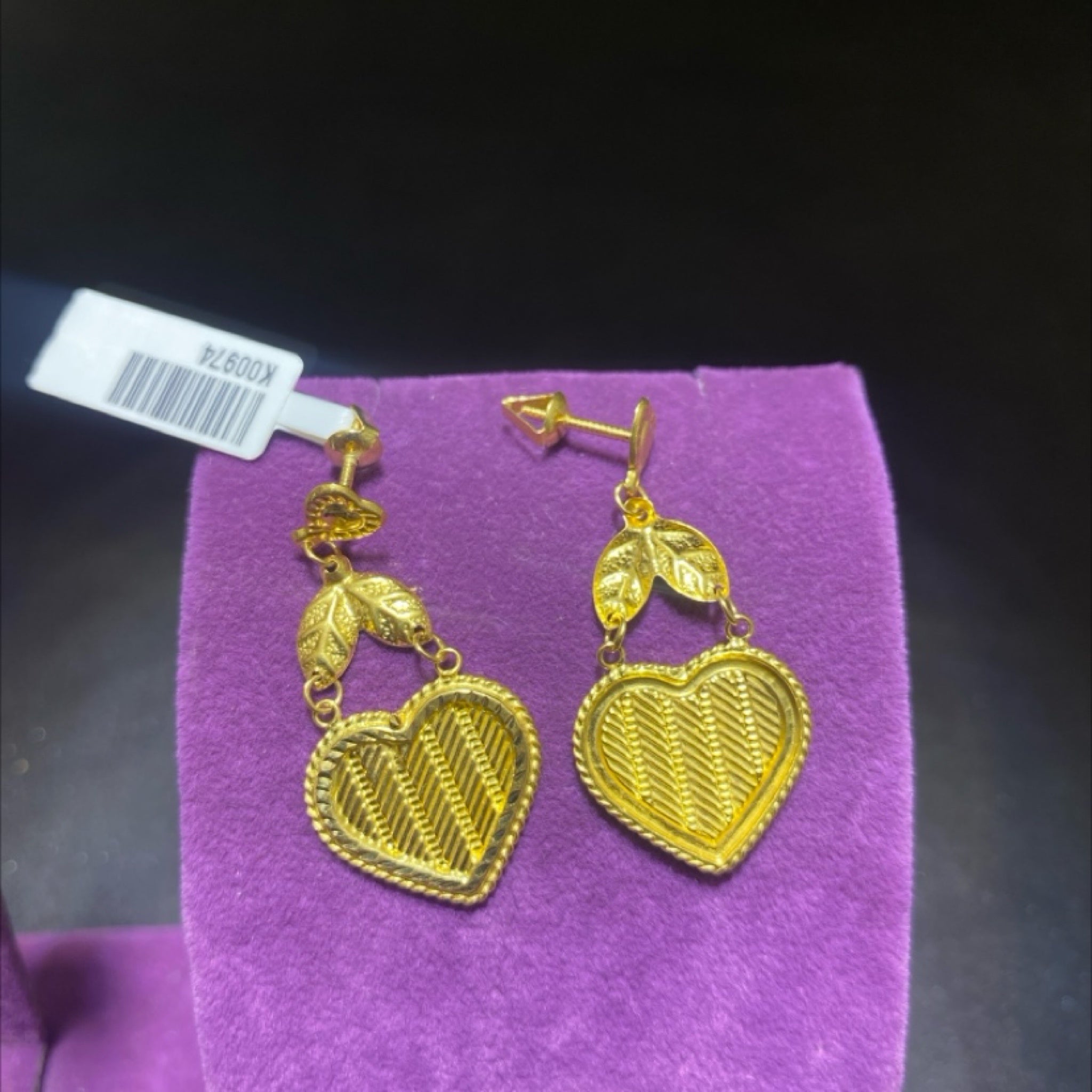 22 Ayar Altın Küpe Kalp Modern Tasarım 3.78gr Kadın - K00974