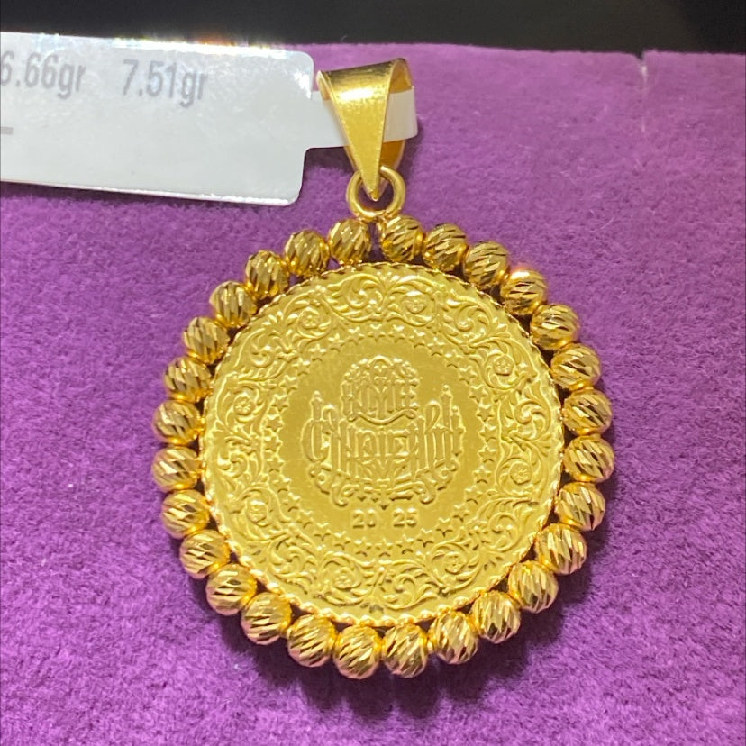 22 Ayar Altın Kolye Ucu Modern Tasarım 6.66gr Hediye - C00298