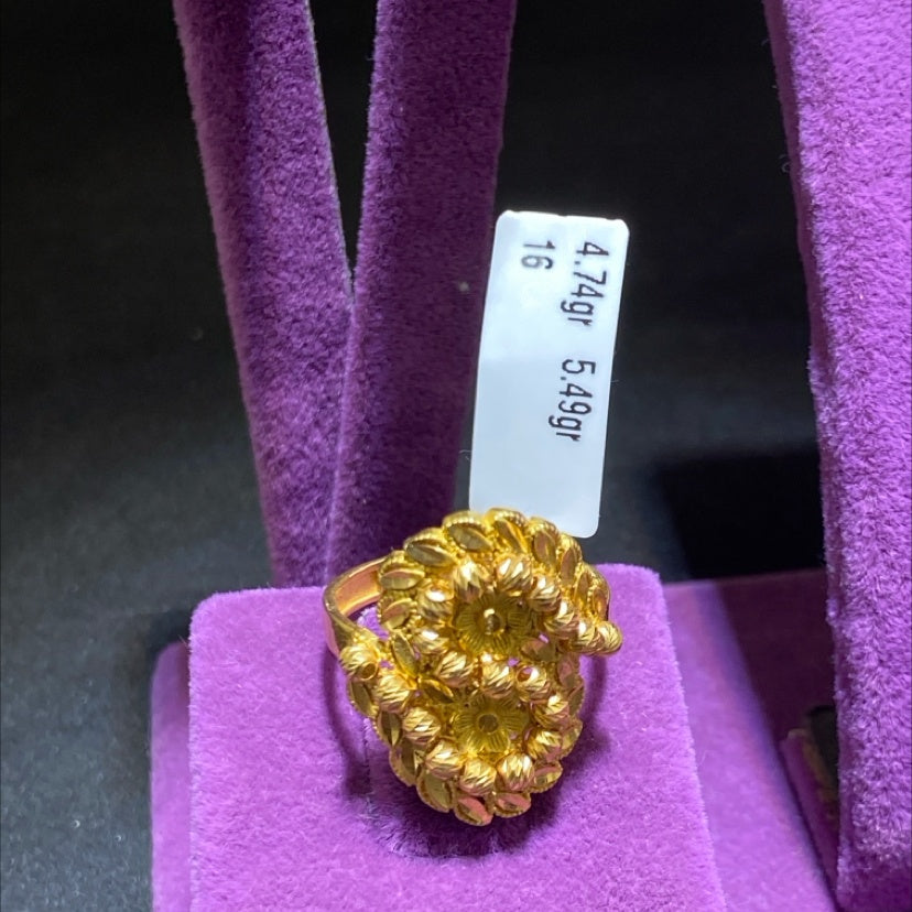 22 Ayar Altın Yüzük Başak Serisi El İşi 4.74gr 16 Numara Kadın Hediye Paksoy - Y01049