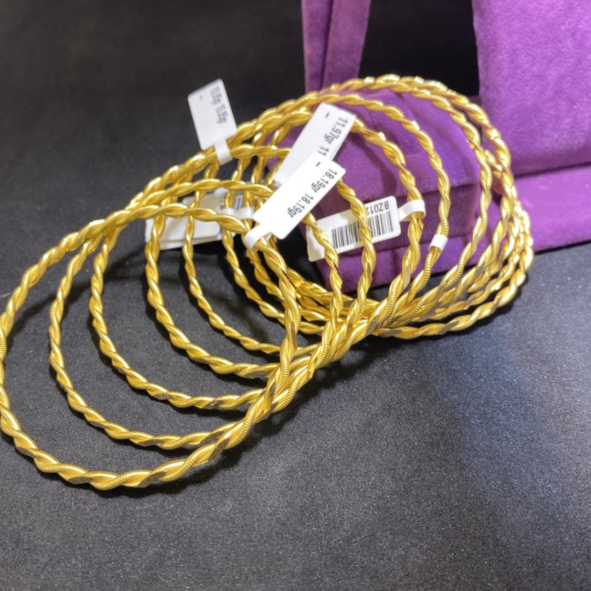 22 Ayar Altın Kıvırcık Bilezik Özel Tasarım 18.09gr Kadın - BZ01285