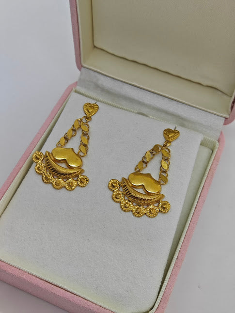 3 Pullu Zincirli 22 Ayar Altın Küpe K000409