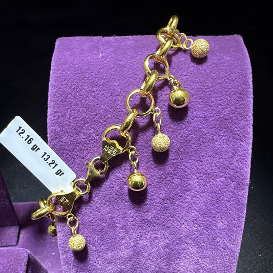 22 Ayar Altın Bileklik Tohumlu Tasarım 12.16gr Kadın - B00899