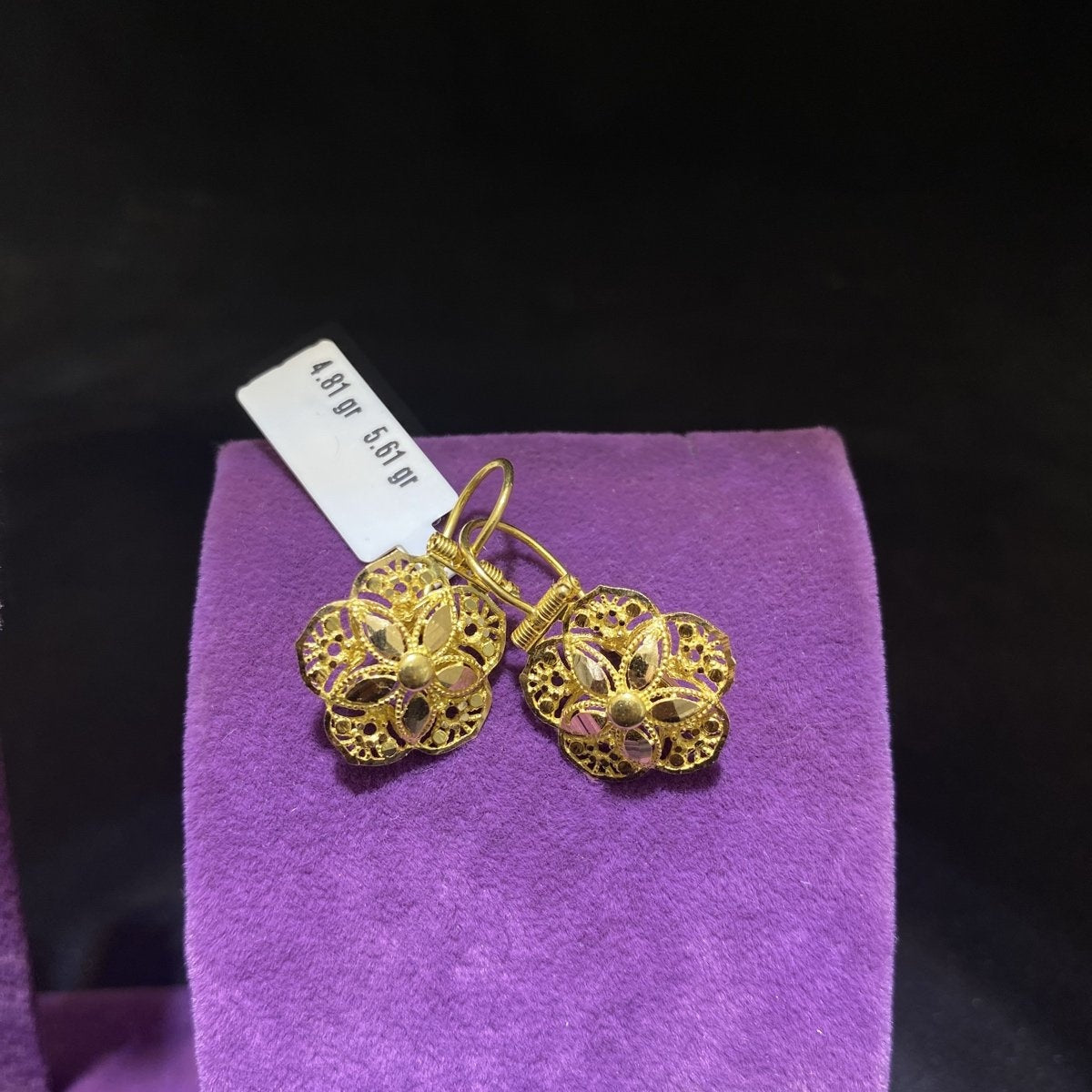 22 Ayar Altın Küpe Gül Tasarım 4.81gr Kadın - K00884