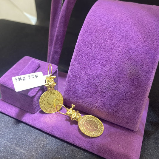 22 Ayar Altın Çeyrekli Küpe Zahit Geyik Modern Tasarım 5.95gr Kadın - K00879